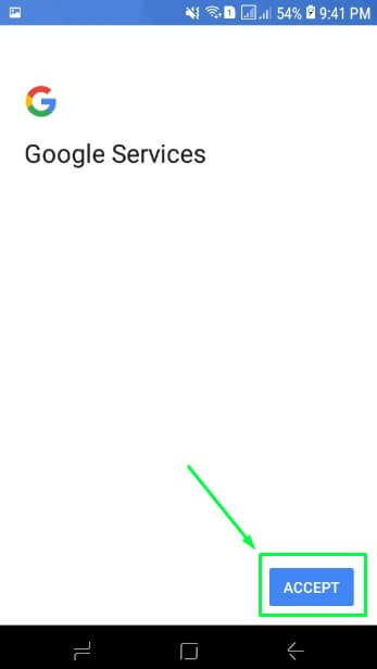 12. Pilih Accept di Google Services