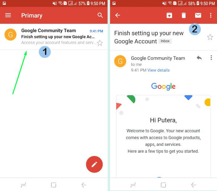 16. Kamu bukaEmail dari Google yang berisi ucapan Selamat telah membuat akun baru Google