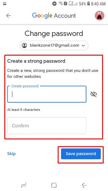 Masukan password baru asal-asalan dulu