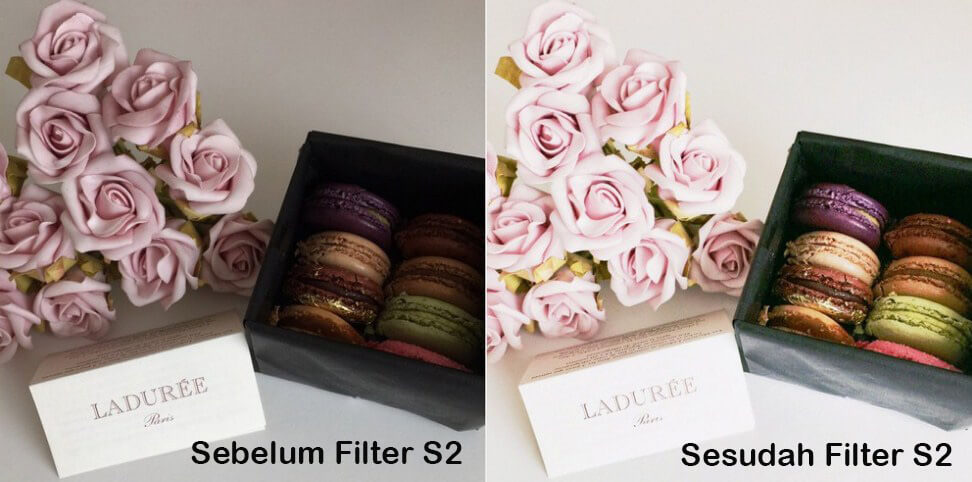 Sebelum dan sesudah menggunakan filter preset S2 di VSCO