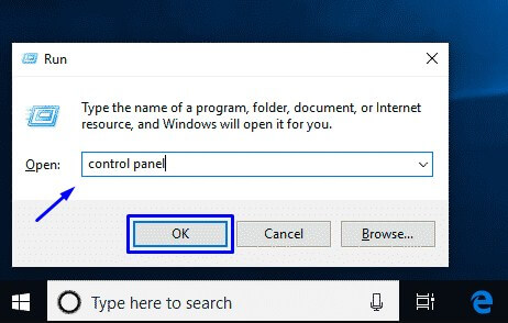 Buka Control Panel dari Windows Run