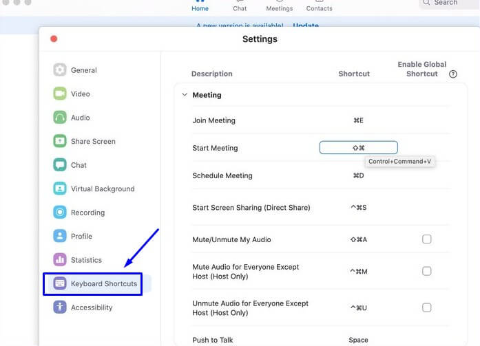 Ubah Kombinasi Tombol Zoom di Keyboard Shortcuts