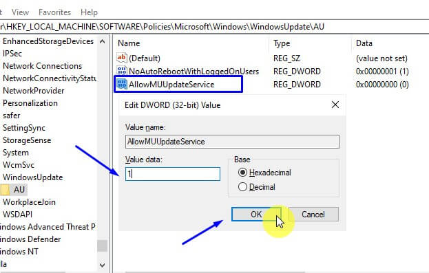 Ubah Value Data menjadi 1