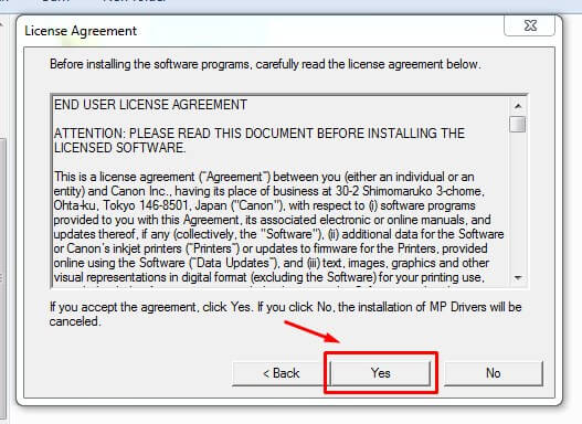 Setujui License Agreement instalasi driver printer