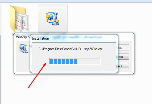 Proses instal driver Printer Canon MP287 akan mulai berjalan dan tunggu prosesnya