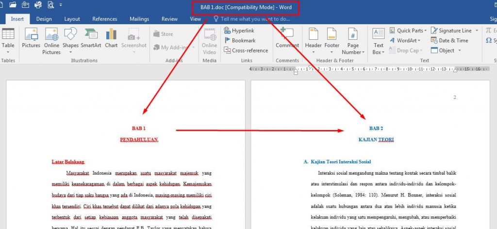 Menggabungkan file Word BAB 1 dan BAB 2 menjadi satu