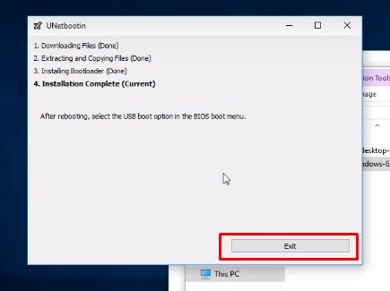 UNetbootin sudah selesai