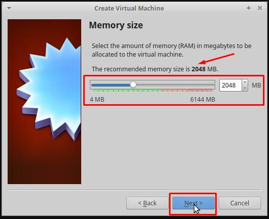 Pilih Memory size sesuai rekomendasi