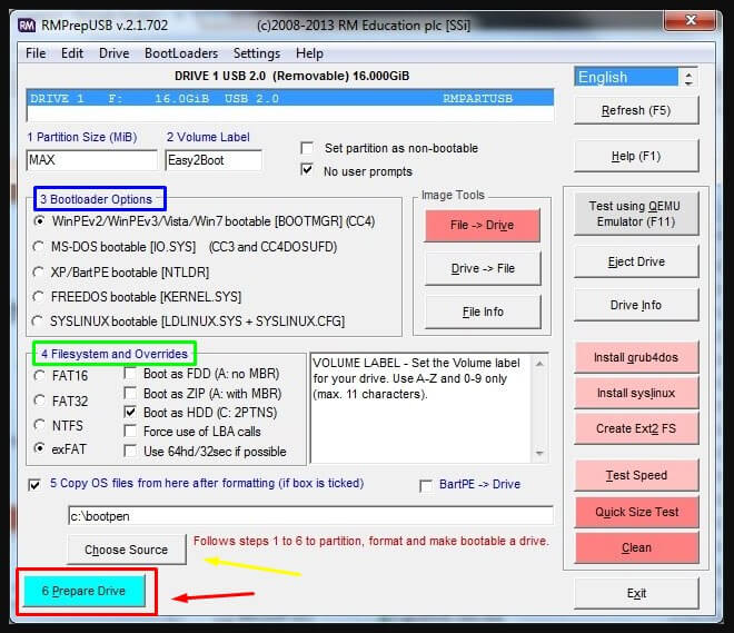 Pilih Win7 Bootable