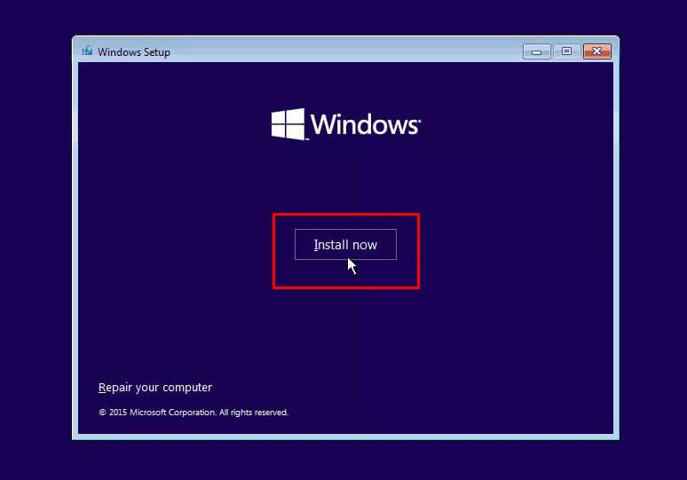 Mulai Install Windows 10