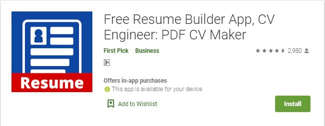 4 CV Engineer adalah aplikasi pembuat CV di HP yang gratis