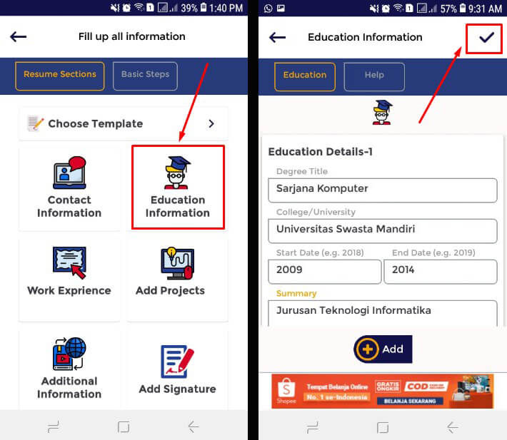 5. Isi Riwayat Pendidikan