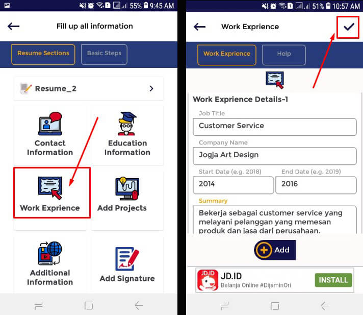 6. Isi Riwayat Pengalaman Kerja