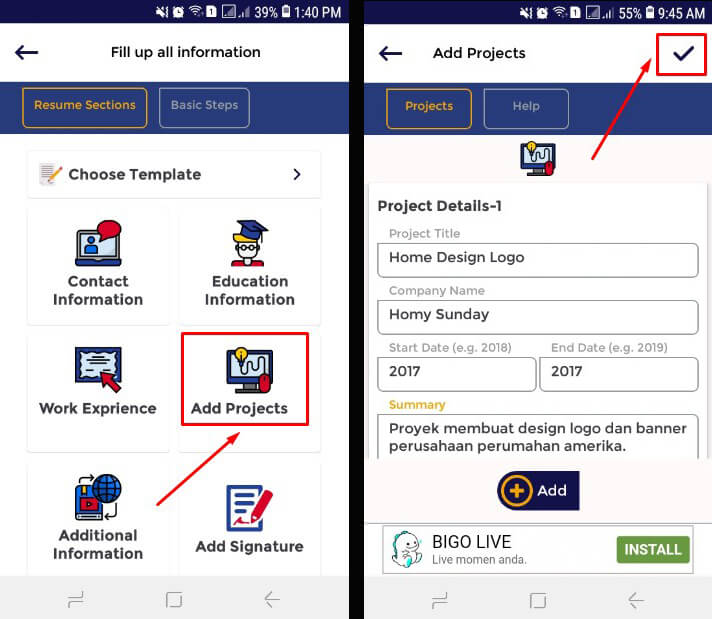 7. Isi Riwayat Proyek Kerjaan