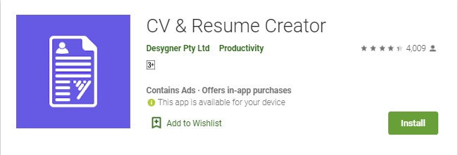 8 CV & Resume Creator merupakan aplikasi pembuat CV di HP Android yang gratis dan mudah dipakai