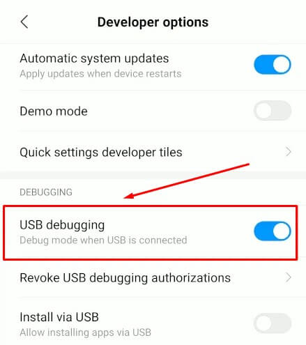 Aktifkan USB debugging