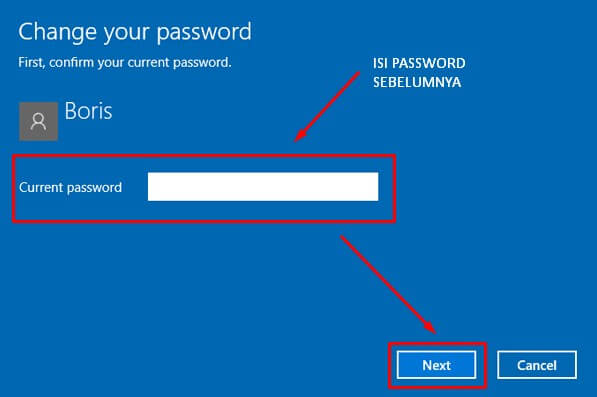 Isi dengan Password Sebelumnya