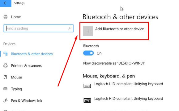 Pilih opsi Add Bluetooth or other device untuk menghubungkan perangkat lewat Bluetooth di laptop Windows 10