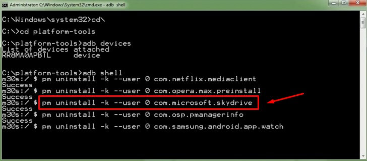 Uninstall aplikasi bawaan android dengan ADB Fastboot PC