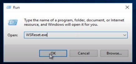 Ketiklah WSReset.exe di Windows Run