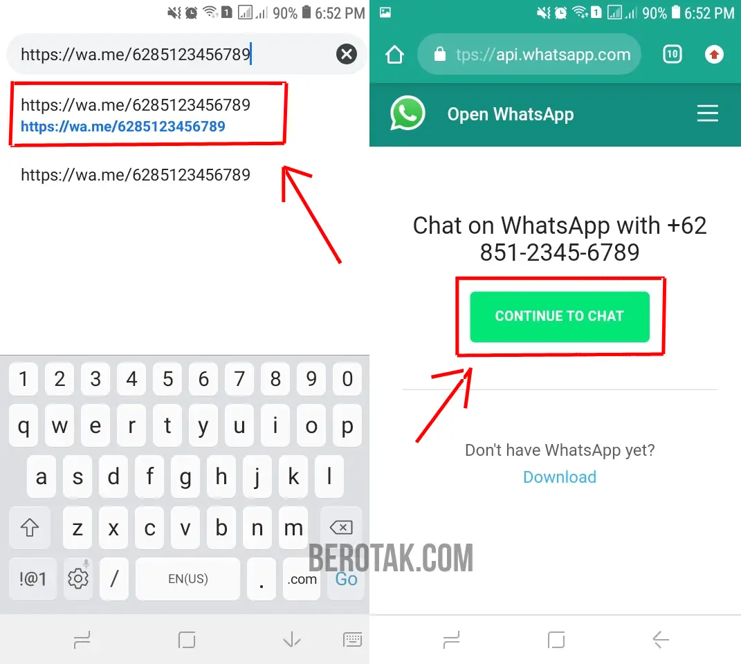 cara kirim pesan WhatsApp tanpa save nomor telepon di HP