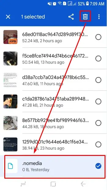 Hapus file nomedia untuk mengatasi foto WA tidak muncul di galeri HP