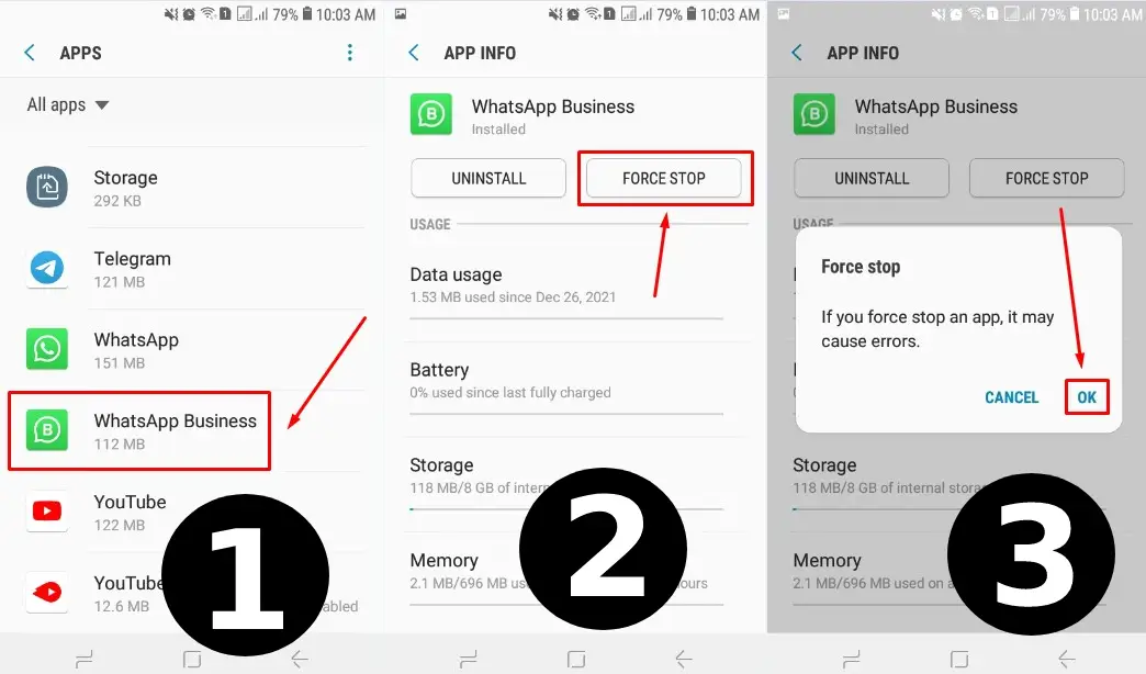 Cara menonaktifkan panggilan suara dan video call di WhatsApp dengan force stop