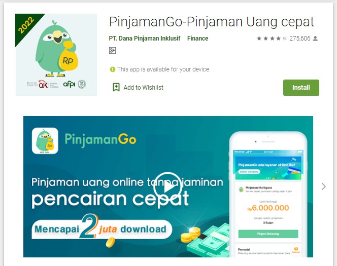 Aplikasi Pinjaman Online Resmi yang Terdaftar di OJK salah satunya PinjamanGo