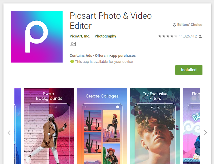 PicsArt adalah aplikasi edit foto lebaran  terbaik di HP