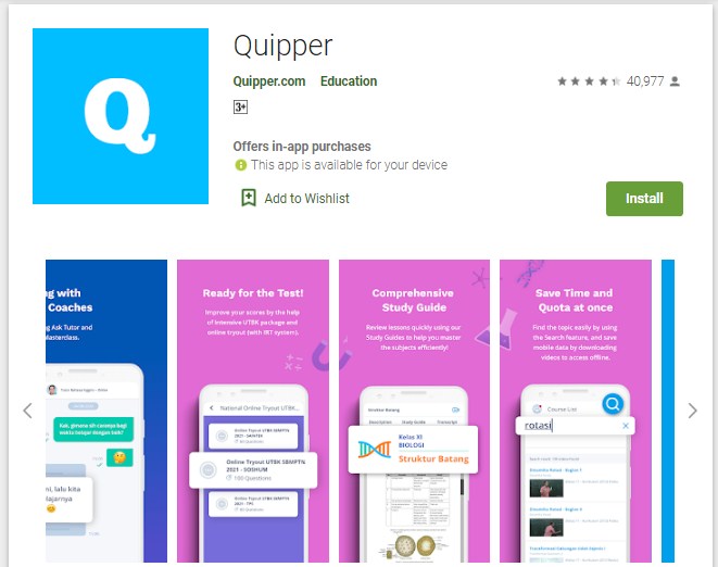 Quipper adalah aplikasi pembelajaran daring online