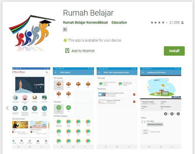 Rumah Belajar adalah aplikasi pembelajaran online gratis