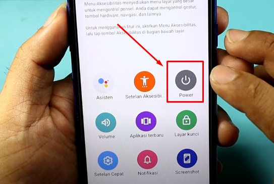 Pilih Power di menu Aksesibilitas HP Realme C2