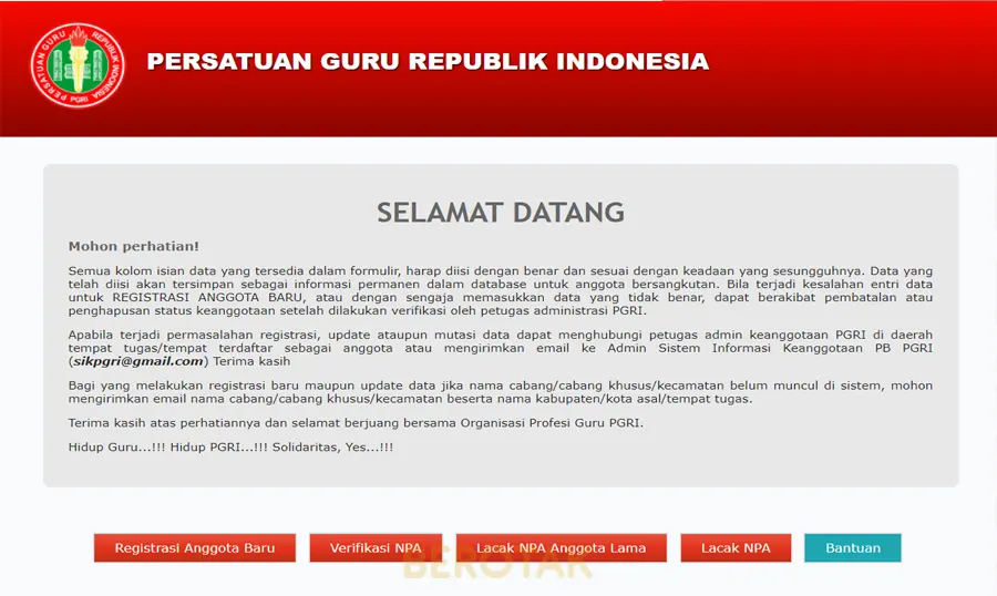 Cek Anggota PGRI Secara Online