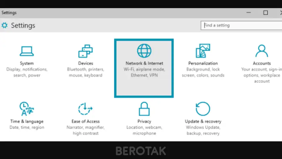 Menu Network and Internet