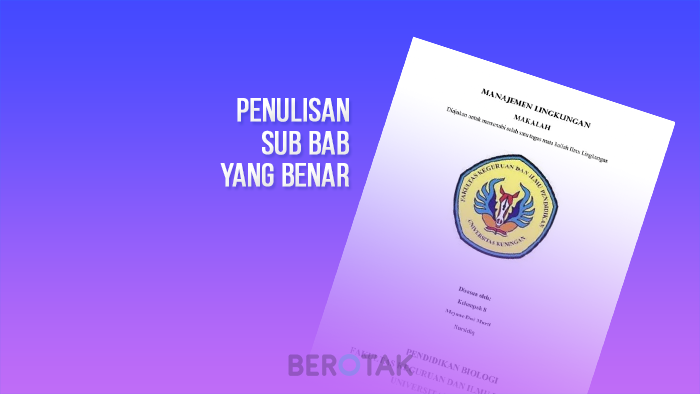 Penulisan Sub BAB Yang Benar