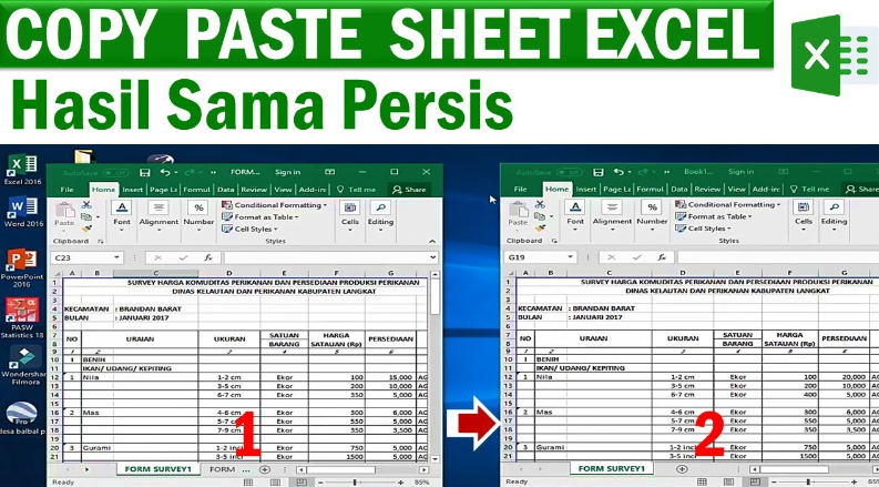 cara copy paste sheet excel