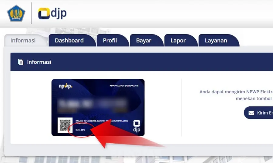 cara melihat Tanggal Terdaftar NPWP