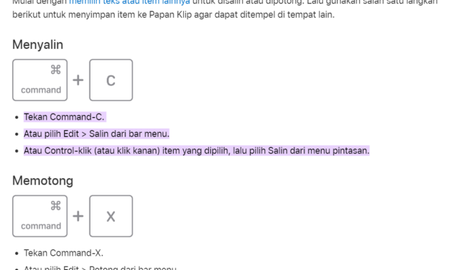 cara menyalin atau memotong teks di mac