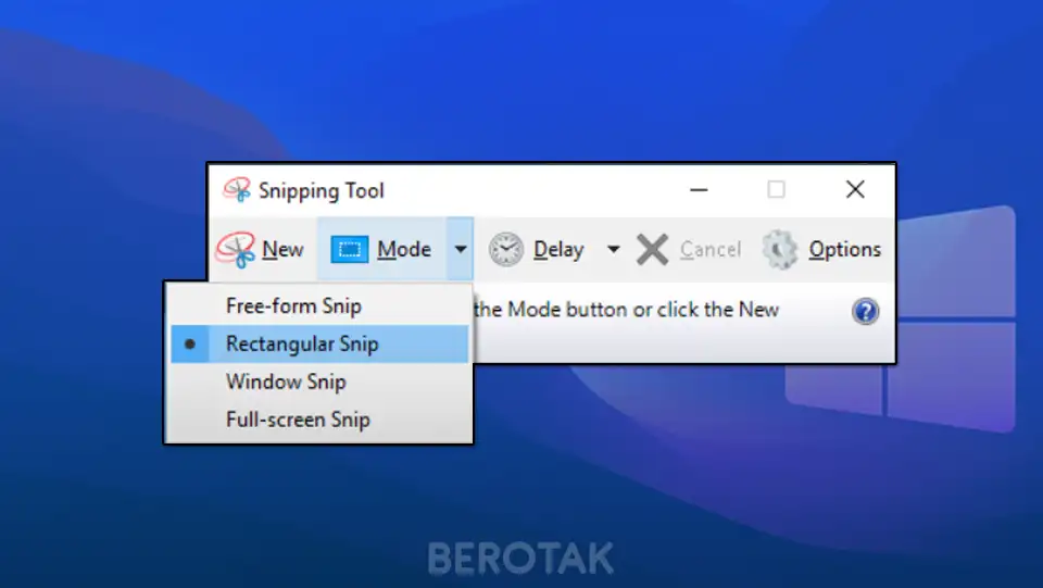 screenshot dengan snipping tool