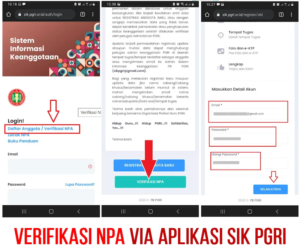 verifikasi npa via aplikasi sik pgri